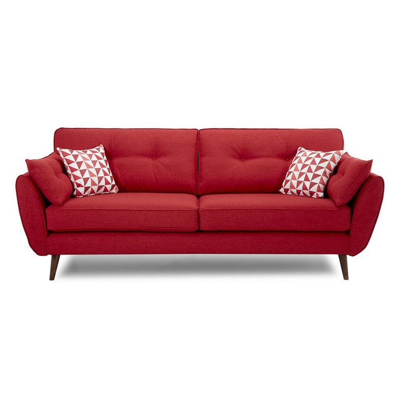 Tufted Flared Arm Sofa 3-Seater 34.64" H Linen Cushions Sofa