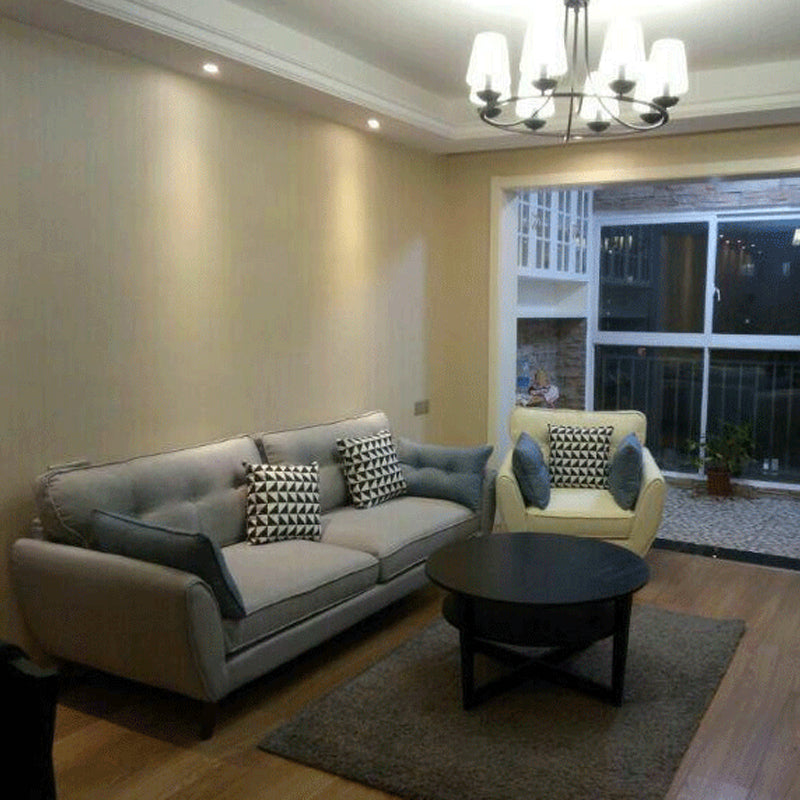 Tufted Flared Arm Sofa 3-Seater 34.64" H Linen Cushions Sofa