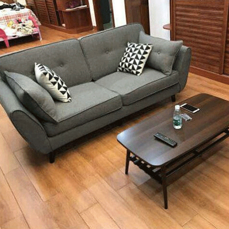 Tufted Flared Arm Sofa 3-Seater 34.64" H Linen Cushions Sofa