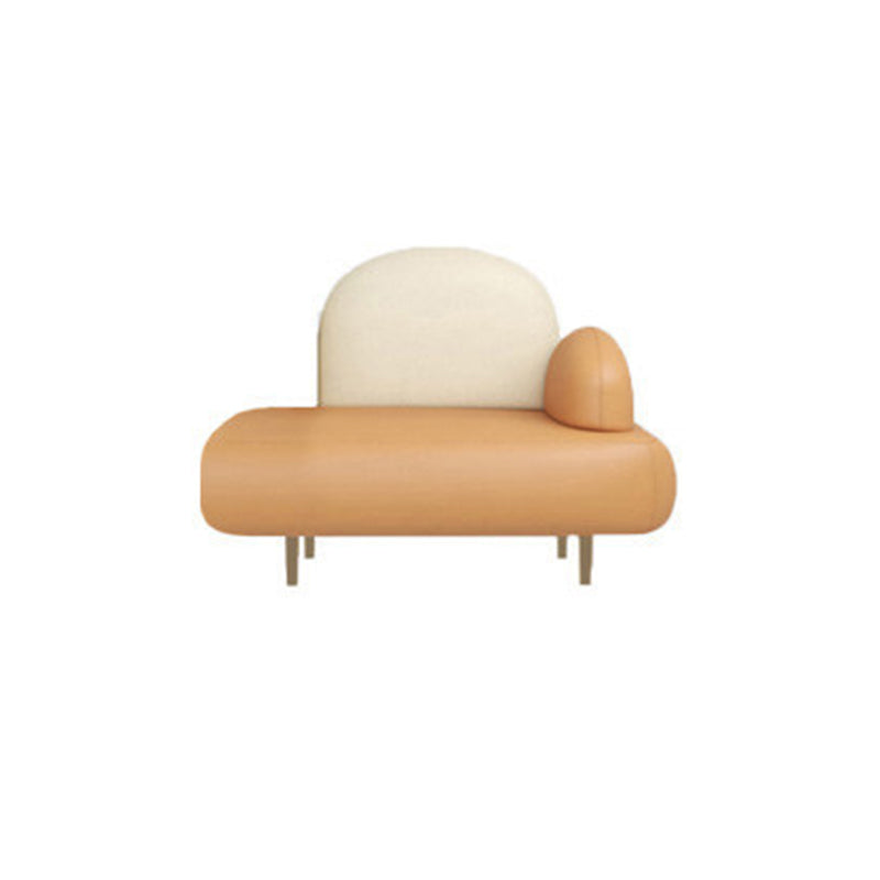 Modern Curved 4 Metal Legs Sofa Faux Leather Recessed Arm Sofa