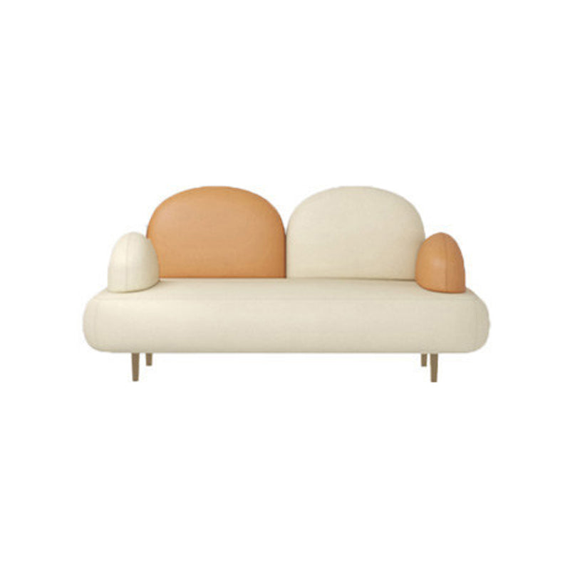 Modern Curved 4 Metal Legs Sofa Faux Leather Recessed Arm Sofa