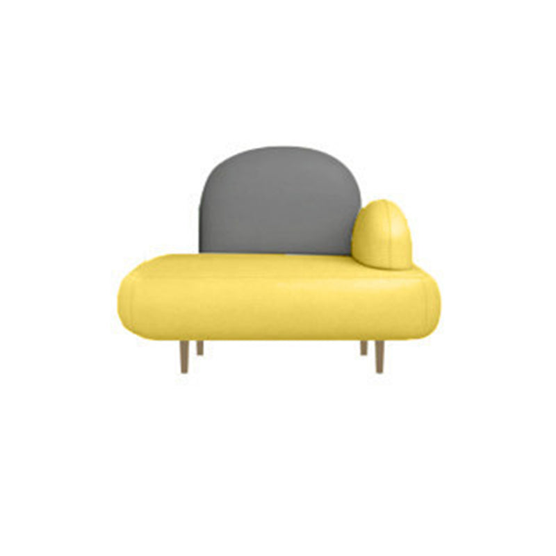 Modern Curved 4 Metal Legs Sofa Faux Leather Recessed Arm Sofa