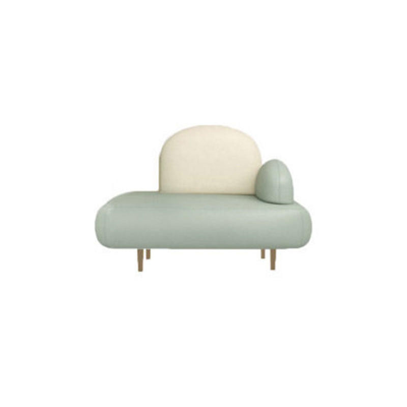Modern Curved 4 Metal Legs Sofa Faux Leather Recessed Arm Sofa
