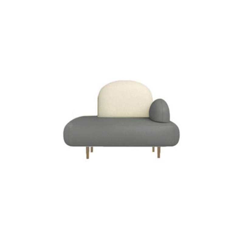 Modern Curved 4 Metal Legs Sofa Faux Leather Recessed Arm Sofa