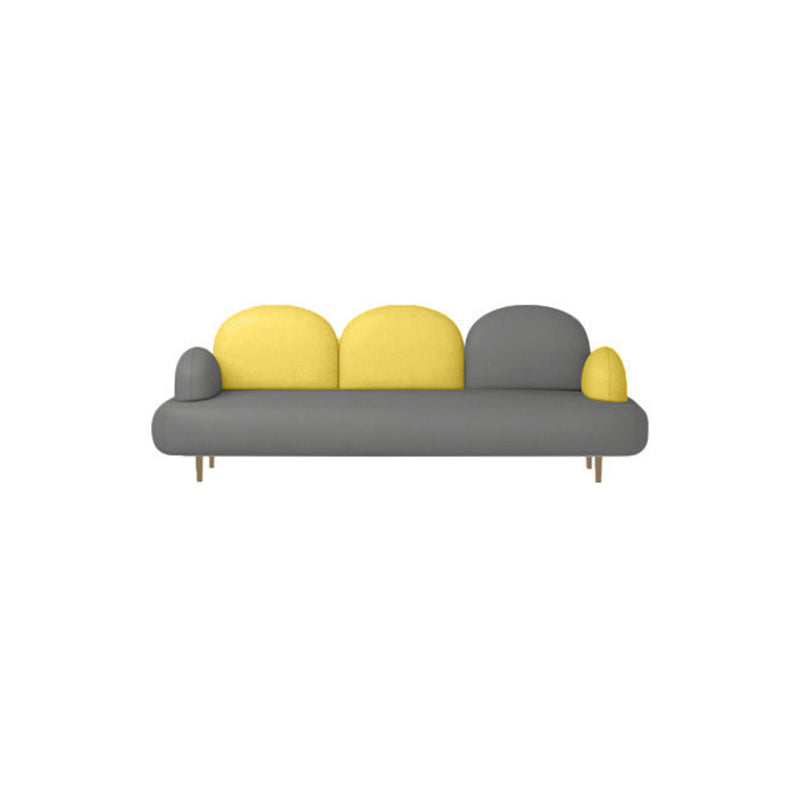 Modern Curved 4 Metal Legs Sofa Faux Leather Recessed Arm Sofa