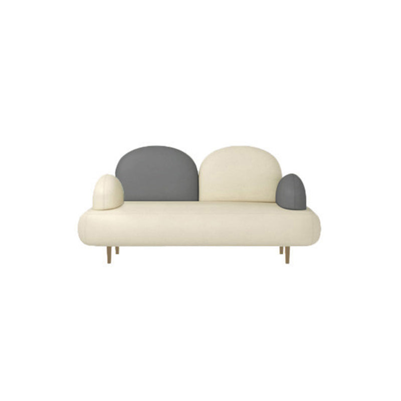 Modern Curved 4 Metal Legs Sofa Faux Leather Recessed Arm Sofa