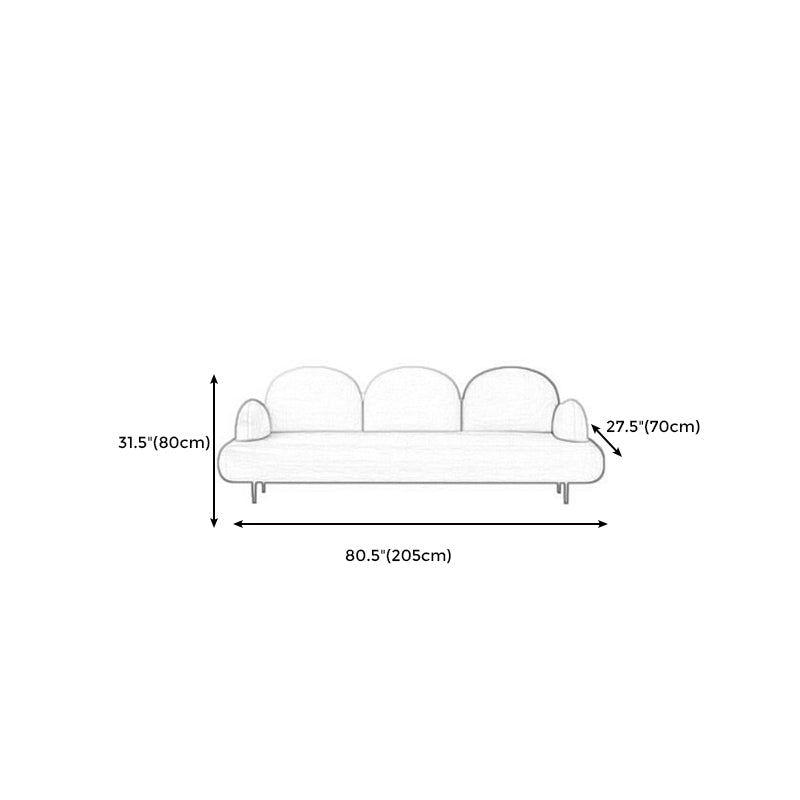 Modern Curved 4 Metal Legs Sofa Faux Leather Recessed Arm Sofa