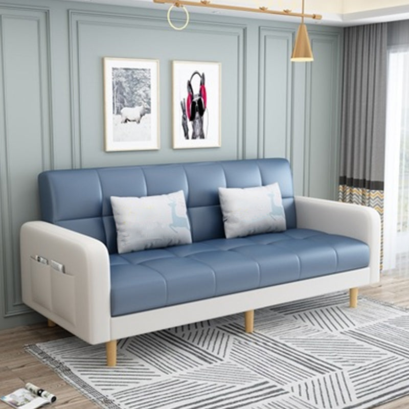 Transitional Modern Biscuit Back Sofa 31.5"High Square Arm Stain Resistant Sofa