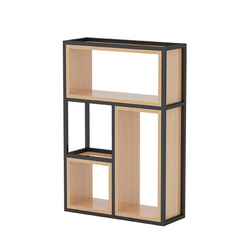 Industrial Open Etagere Bookshelf Iron Frame Solid Wood Shelf Bookshelf