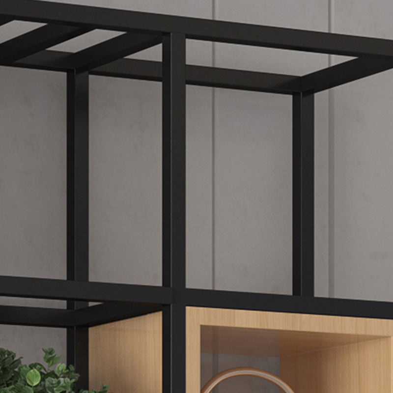 Industrial Open Etagere Bookshelf Iron Frame Solid Wood Shelf Bookshelf