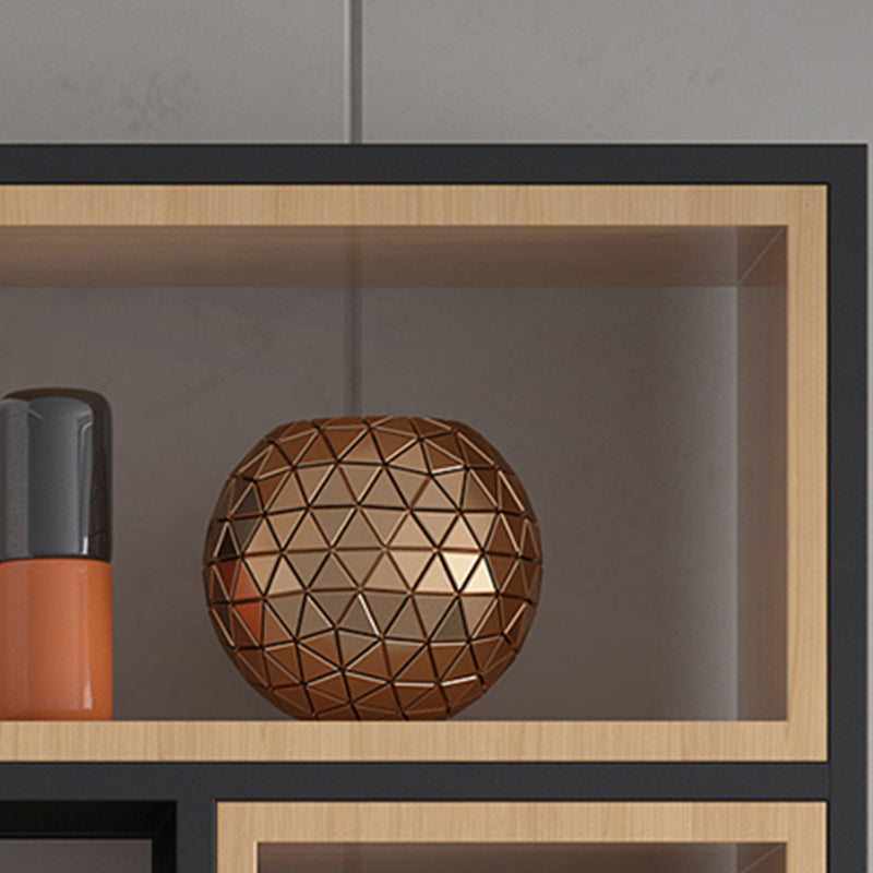 Industrial Open Etagere Bookshelf Iron Frame Solid Wood Shelf Bookshelf