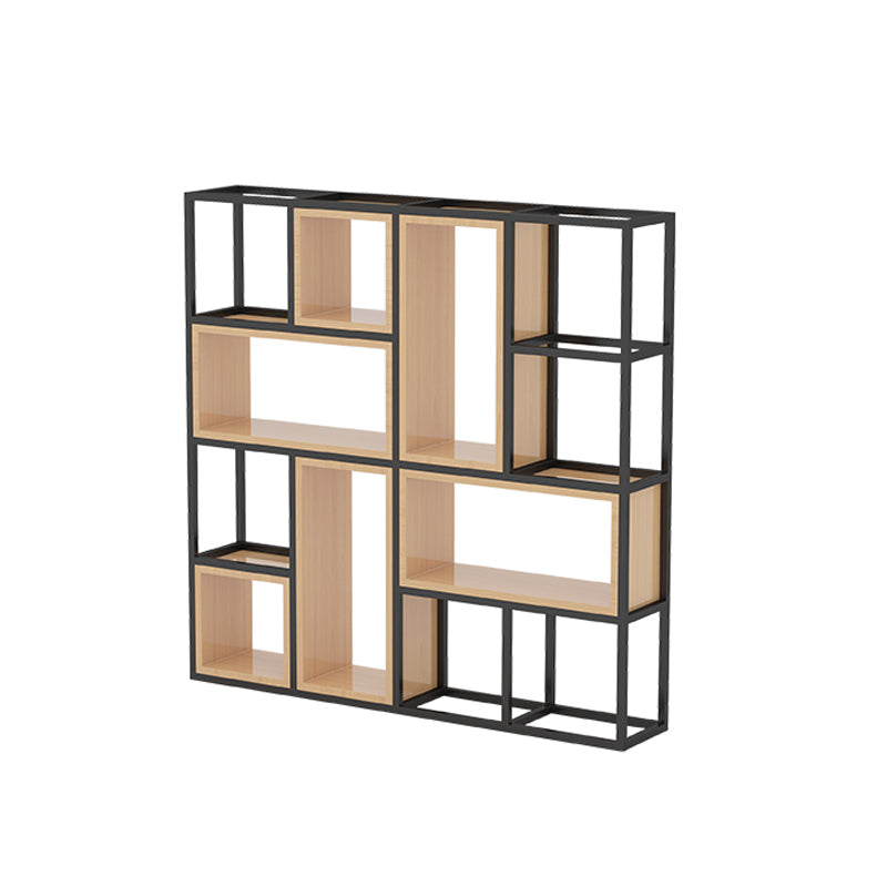 Industrial Open Etagere Bookshelf Iron Frame Solid Wood Shelf Bookshelf