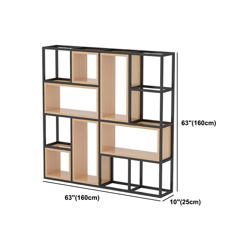 Industrial Open Etagere Bookshelf Iron Frame Solid Wood Shelf Bookshelf