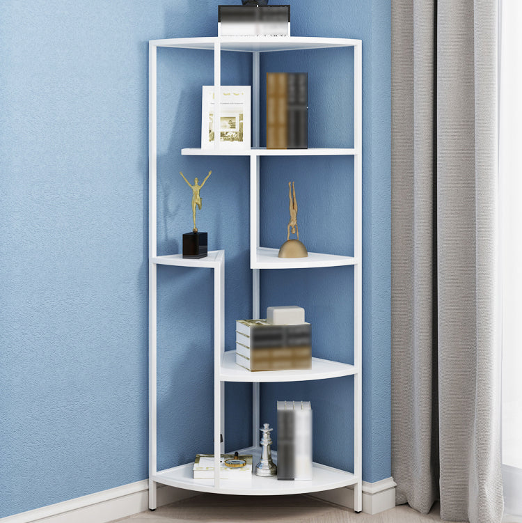 Industrial Metal Corner Bookshelf Open Vertical Bookshelf for Living Room