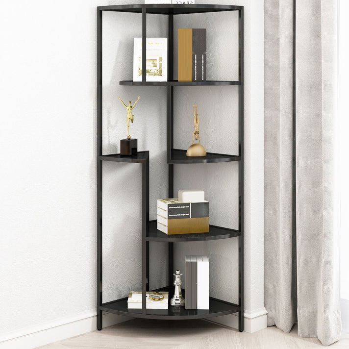 Industrial Metal Corner Bookshelf Open Vertical Bookshelf for Living Room