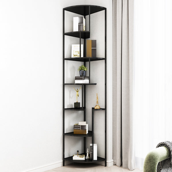Industrial Metal Corner Bookshelf Open Vertical Bookshelf for Living Room