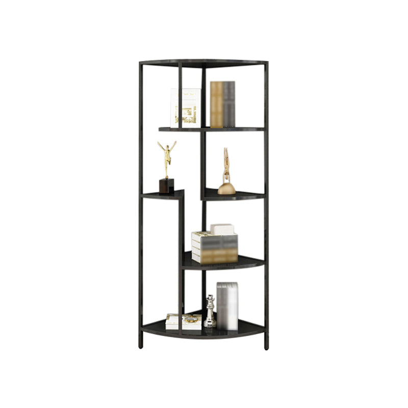 Industrial Metal Corner Bookshelf Open Vertical Bookshelf for Living Room