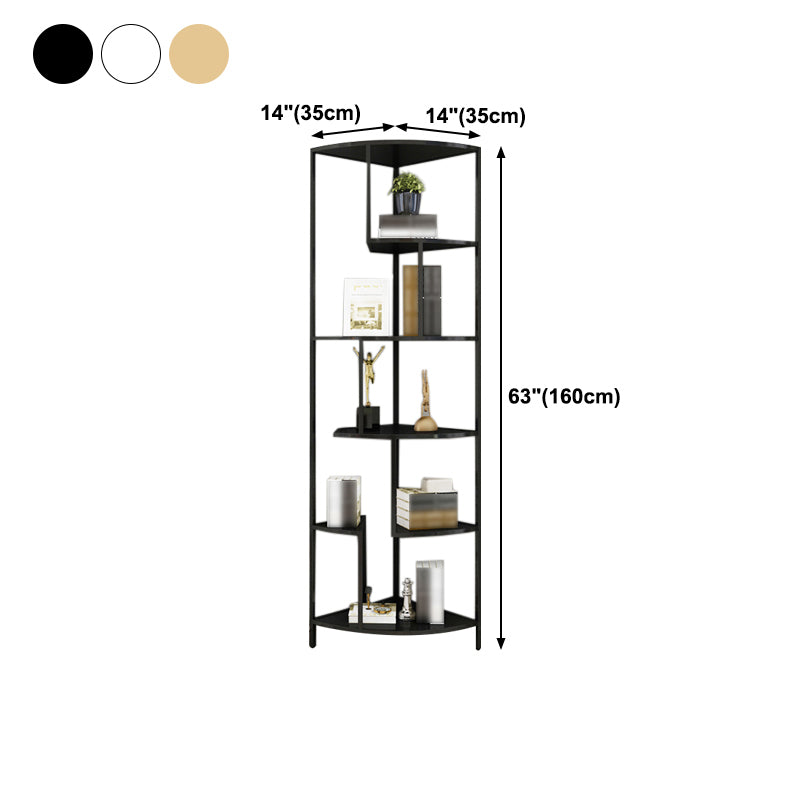 Industrial Metal Corner Bookshelf Open Vertical Bookshelf for Living Room