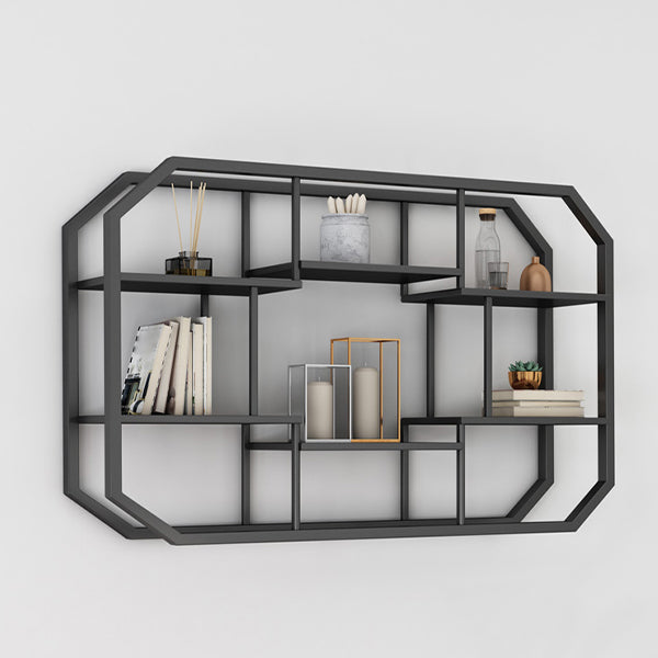 Industrial Wall Mounted Bookshelf Iron Closed Back Bookshelf for Home