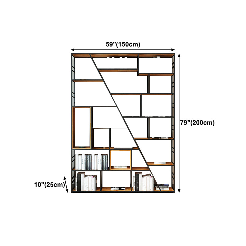 78.74"H Bookshelf Industrial Style Open Back Bookcase for Home Office