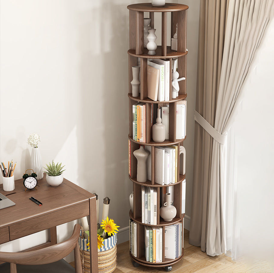 Scandinavian Style Bookshelf with Casters Bookcase for Home Office Study Room