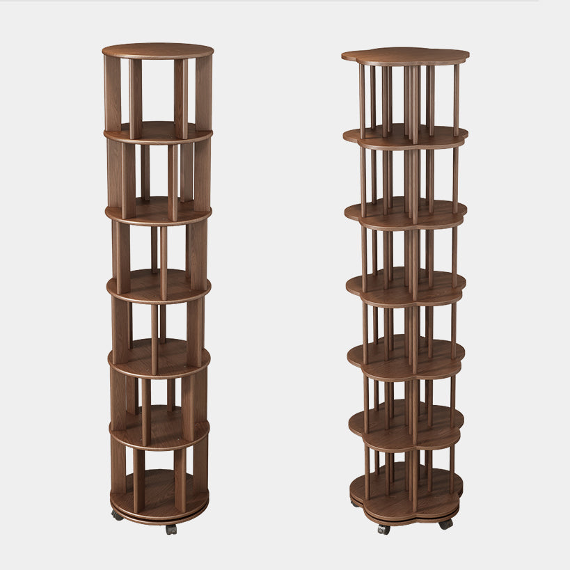 Scandinavian Style Bookshelf with Casters Bookcase for Home Office Study Room