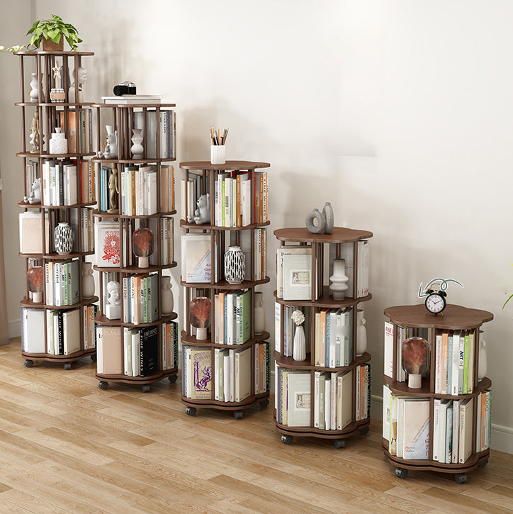 Scandinavian Style Bookshelf with Casters Bookcase for Home Office Study Room