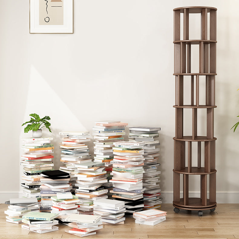 Scandinavian Style Bookshelf with Casters Bookcase for Home Office Study Room