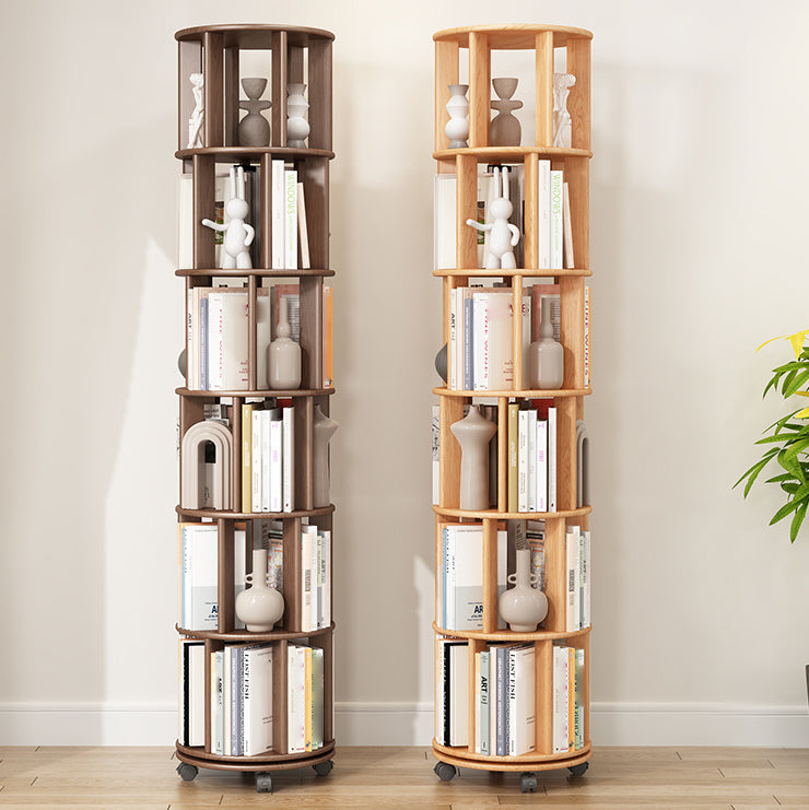 Scandinavian Style Bookshelf with Casters Bookcase for Home Office Study Room