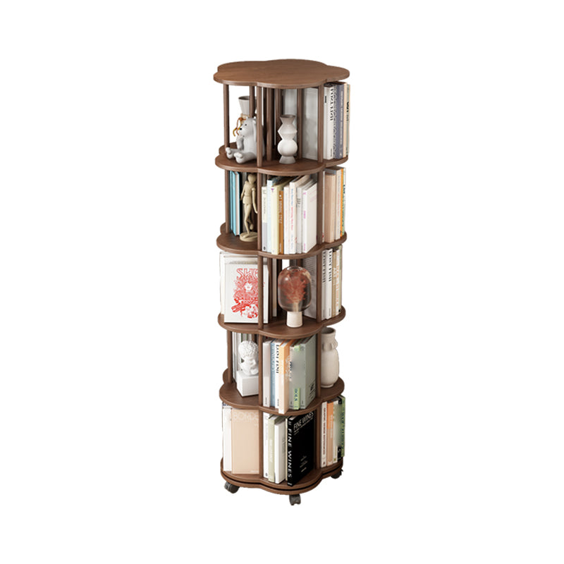 Scandinavian Style Bookshelf with Casters Bookcase for Home Office Study Room