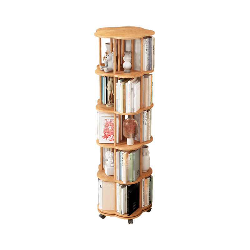 Scandinavian Style Bookshelf with Casters Bookcase for Home Office Study Room