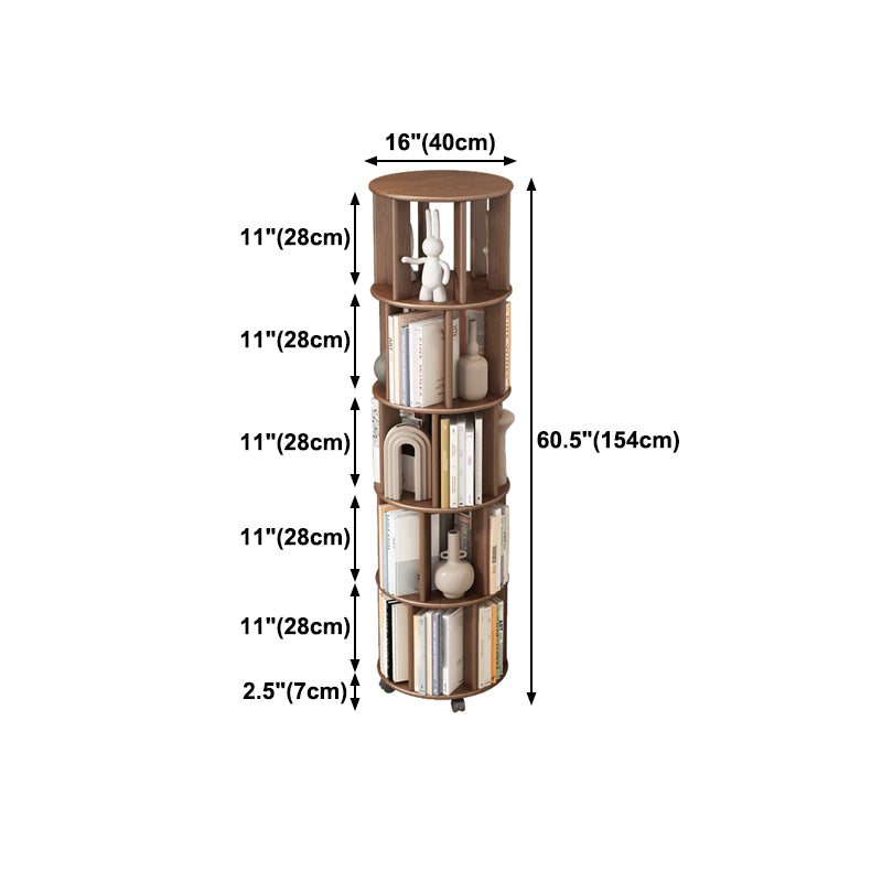 Scandinavian Style Bookshelf with Casters Bookcase for Home Office Study Room