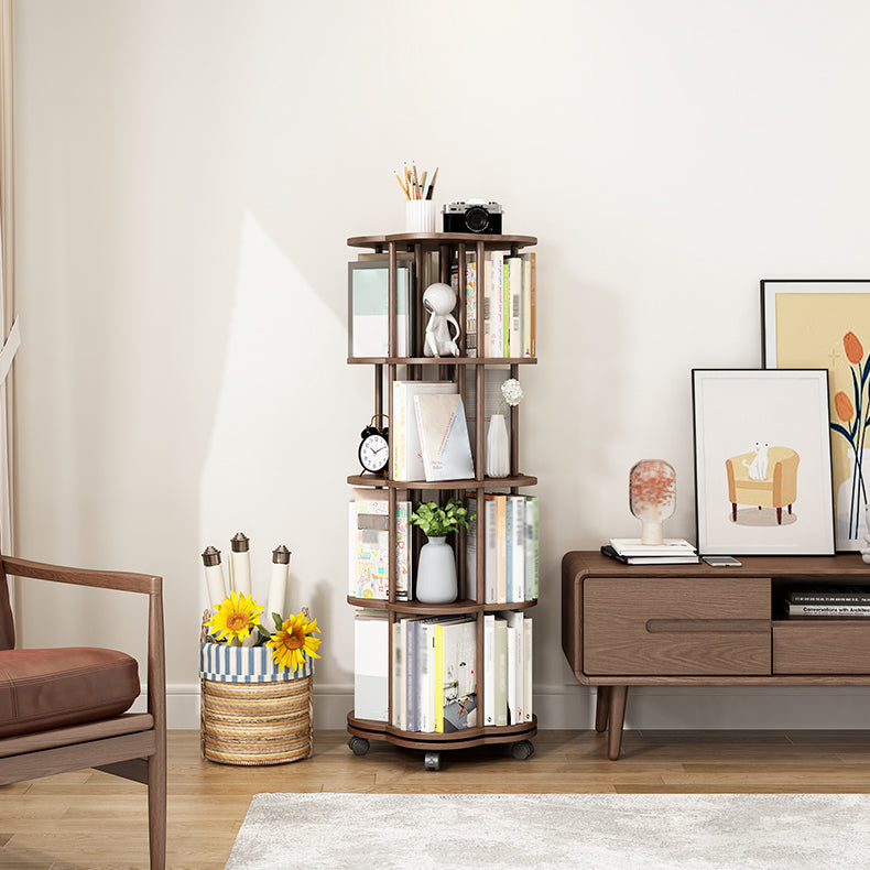 Solid Wood Bookshelf Contemporary Style Open Back Bookcase for Home Office Study Room