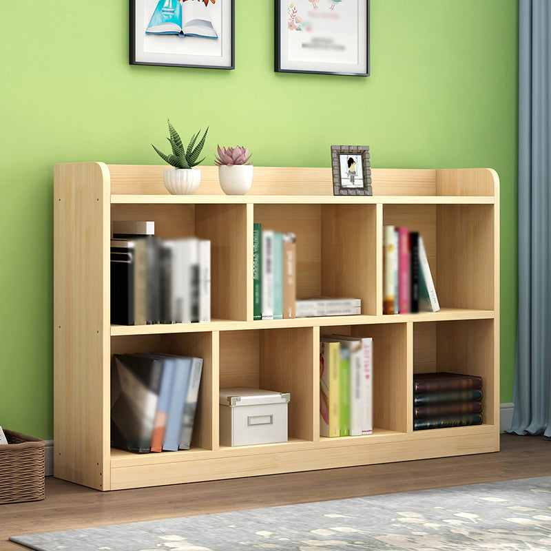 Closed Back Bookshelf Solid Wood Contemporary Style Natural Bookcase for Office