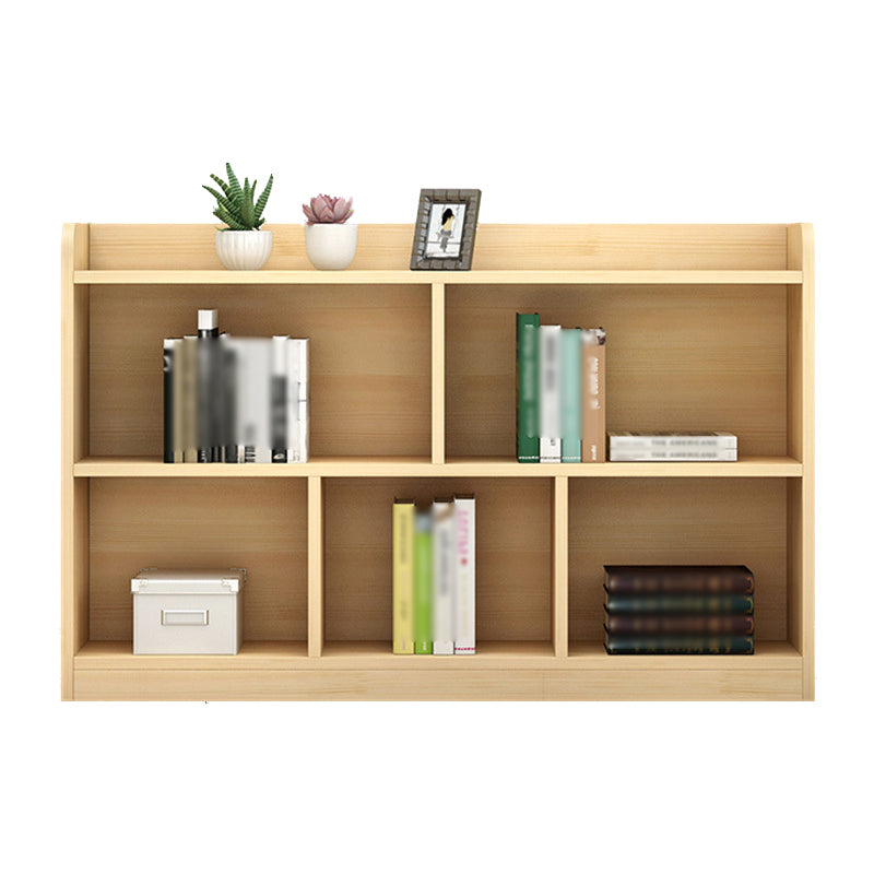 Closed Back Bookshelf Solid Wood Contemporary Style Natural Bookcase for Office