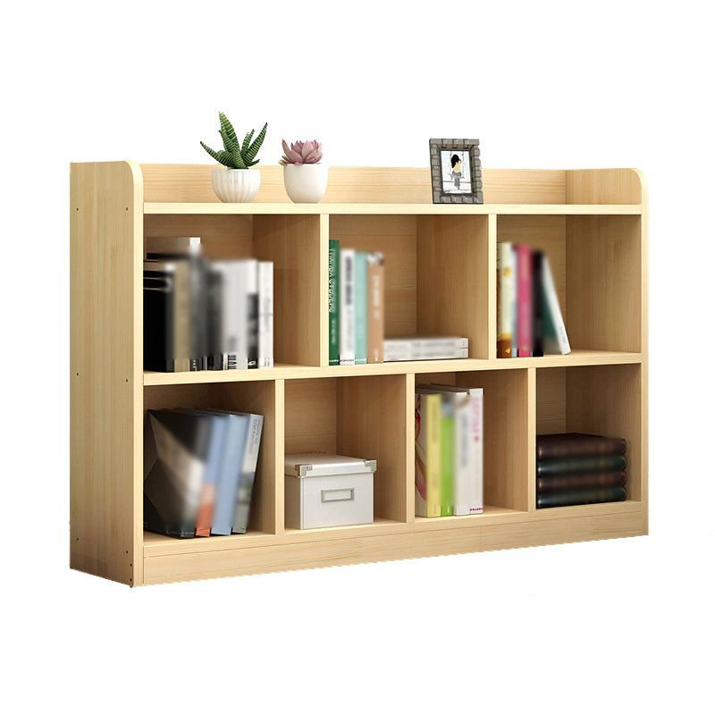 Closed Back Bookshelf Solid Wood Contemporary Style Natural Bookcase for Office