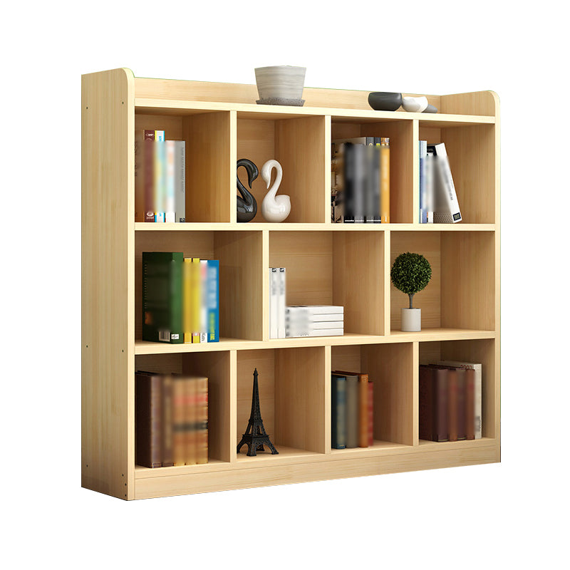 Closed Back Bookshelf Solid Wood Contemporary Style Natural Bookcase for Office