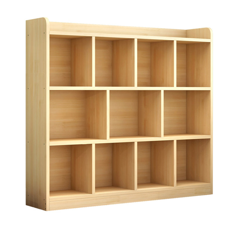 Closed Back Bookshelf Solid Wood Contemporary Style Natural Bookcase for Office