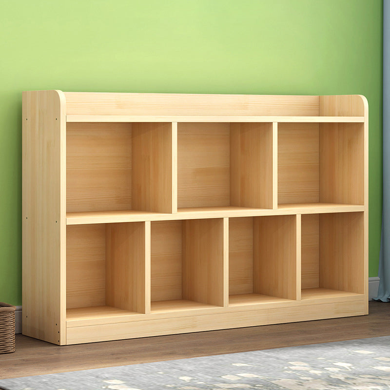 Closed Back Bookshelf Solid Wood Contemporary Style Natural Bookcase for Office