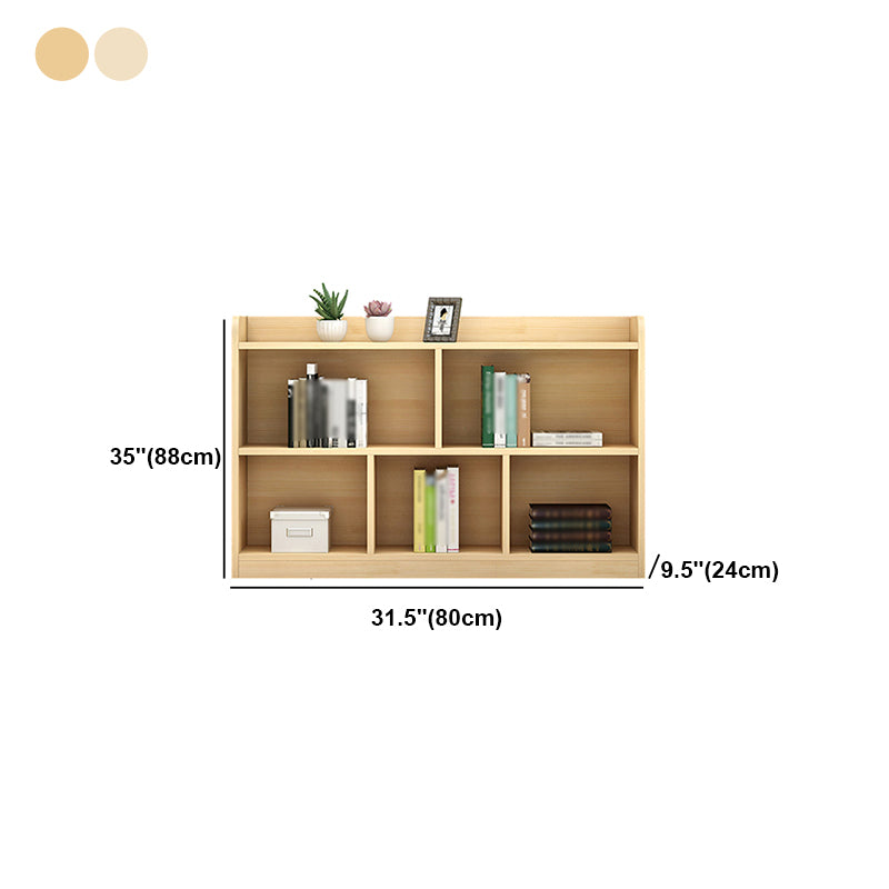 Closed Back Bookshelf Solid Wood Contemporary Style Natural Bookcase for Office
