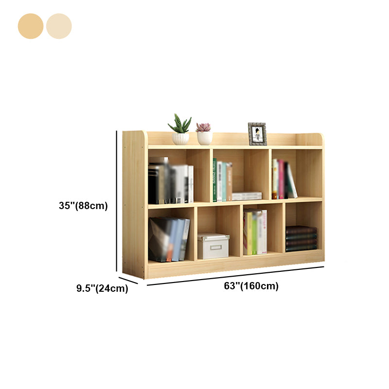 Closed Back Bookshelf Solid Wood Contemporary Style Natural Bookcase for Office