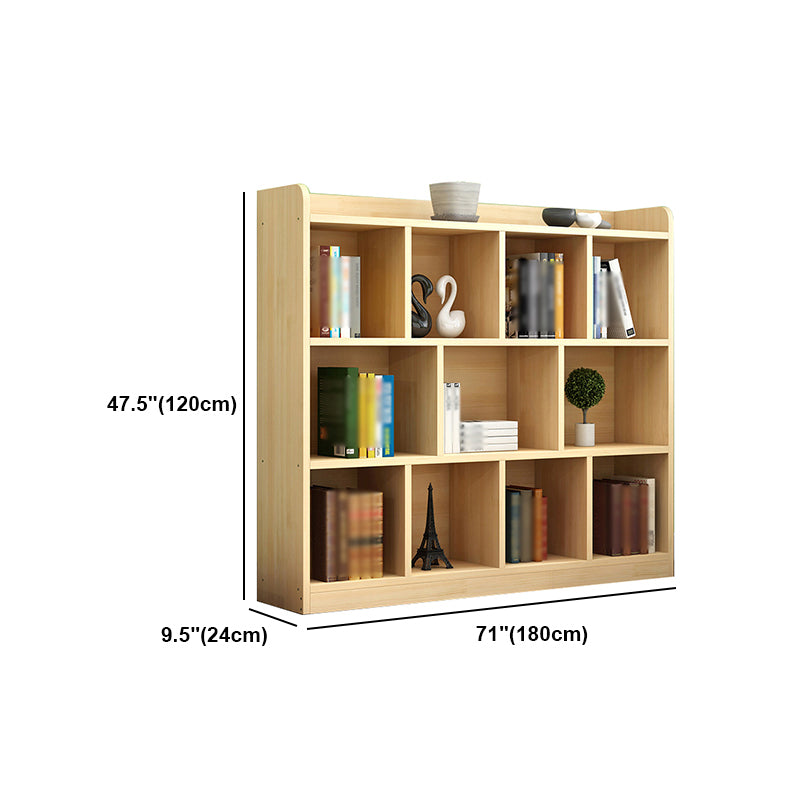 Closed Back Bookshelf Solid Wood Contemporary Style Natural Bookcase for Office