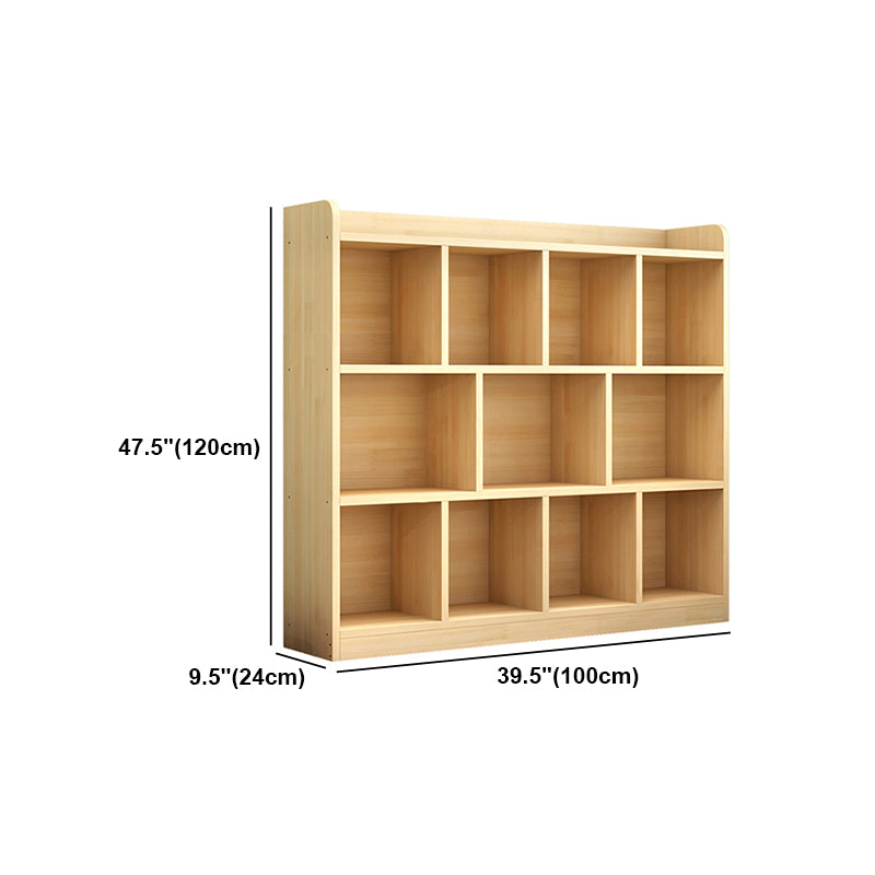Closed Back Bookshelf Solid Wood Contemporary Style Natural Bookcase for Office