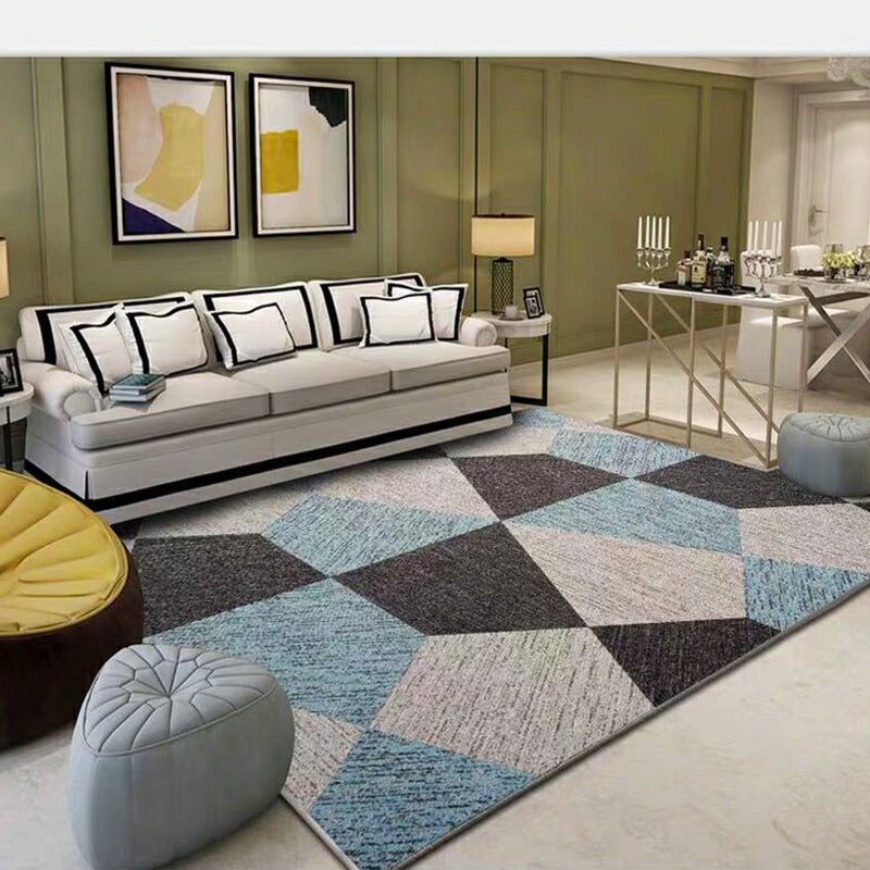 White Modern Rug Polyester Geometric Pattern Rug Washable Rug for Home Decor