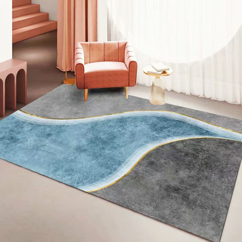 Orange Modern Rug Polyester Striped Area Rug Washable Rug for Home Decor