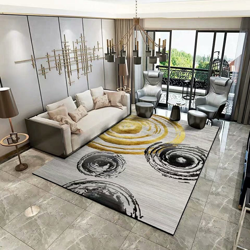 Orange Modern Rug Polyester Striped Area Rug Washable Rug for Home Decor
