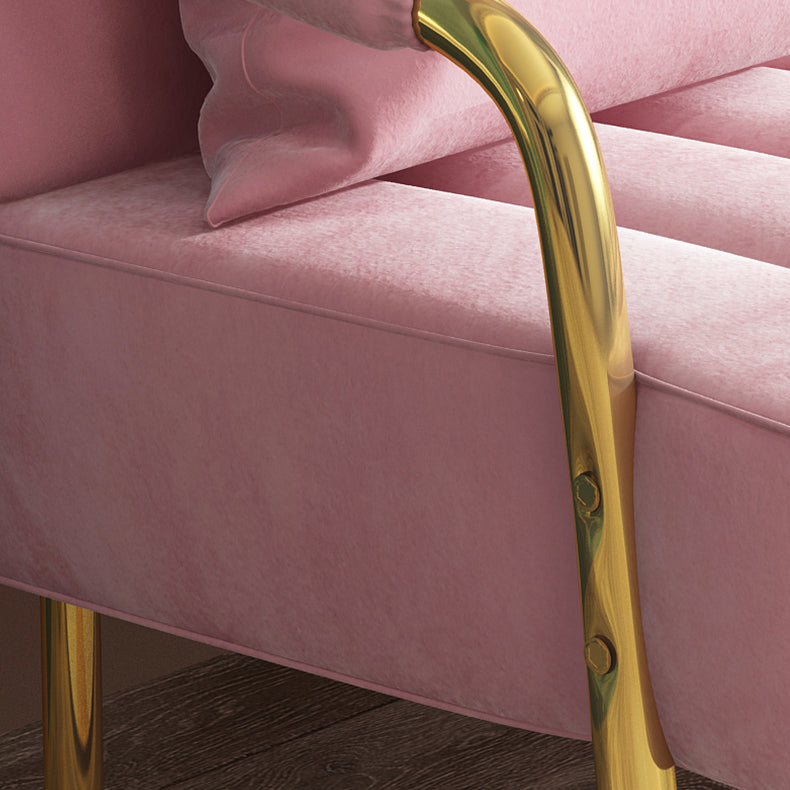 Contemporary Glam Gold Frame Sofa with Sewn Pillow Back for Bonus Room