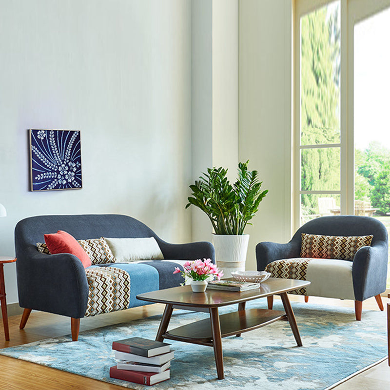 33.86" D x 31.89" H Curved Fabric 3-Seater Sofa Bohemia Style Sofa