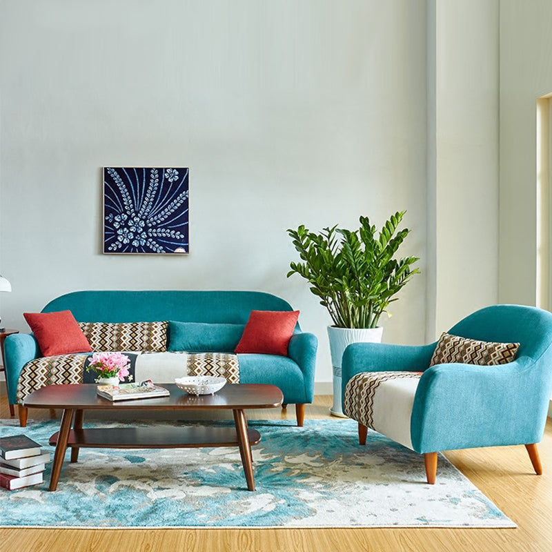 33.86" D x 31.89" H Curved Fabric 3-Seater Sofa Bohemia Style Sofa