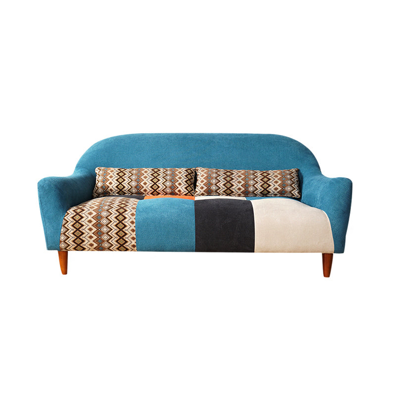 33.86" D x 31.89" H Curved Fabric 3-Seater Sofa Bohemia Style Sofa